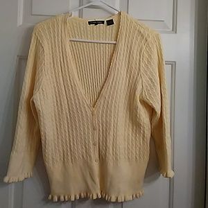 Sweater, light yellow, 3/4 sleeves, button down